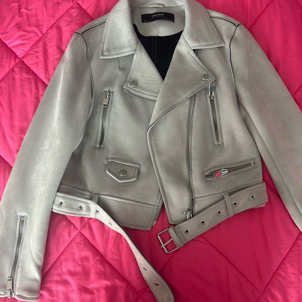 Zara cream suede Biker Jacket